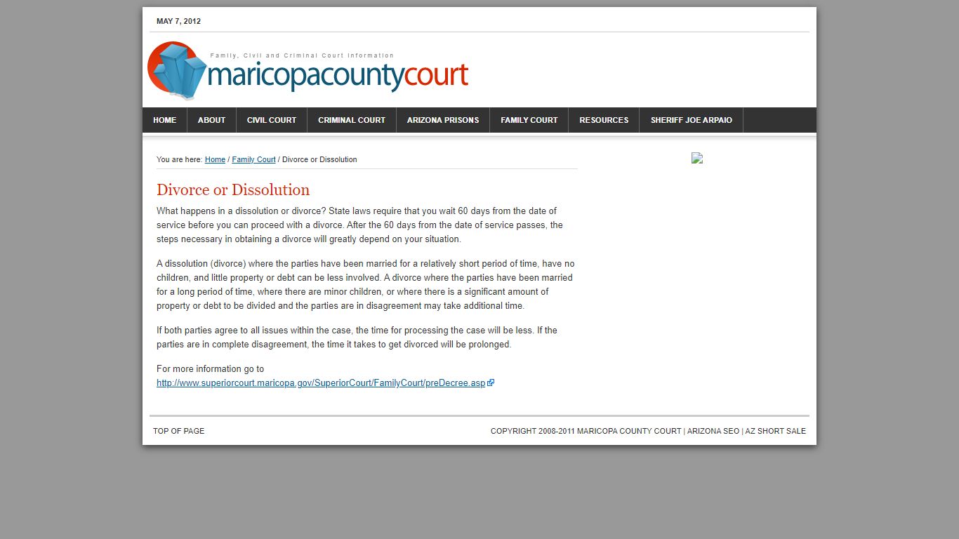 Divorce or Dissolution - Maricopa County Court